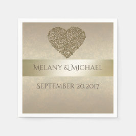 Servilleta De Papel Elegante boda de corazón abstracto de oro suave