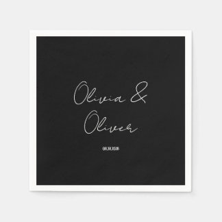 Servilleta De Papel Elegante Boda de corbata negra