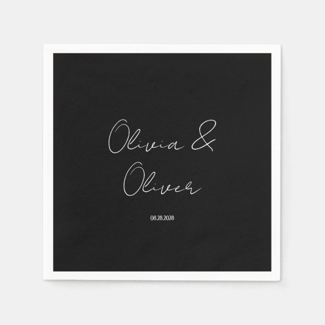 Servilleta De Papel Elegante Boda de corbata negra (Anverso)