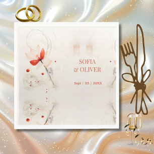 Servilleta De Papel Elegante Boda de crema y cachorros rojos