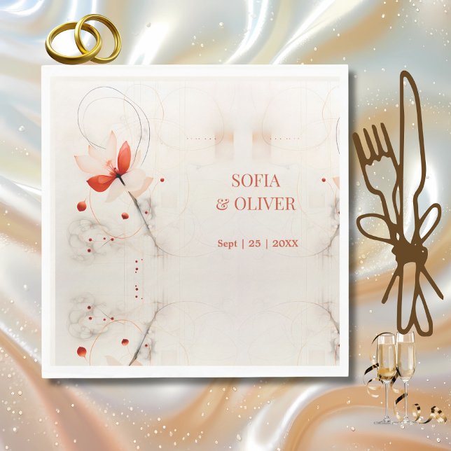 Servilleta De Papel Elegante Boda de crema y cachorros rojos (Subido por el creador)