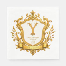 Elegante Boda de Crest Monograma Vintage de Oro