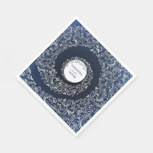 Servilleta De Papel Elegante boda de damasco azul