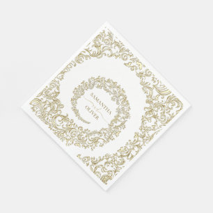 Servilleta De Papel Elegante Boda de Damasco de Oro