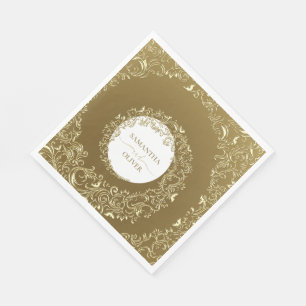 Servilleta De Papel Elegante Boda de Damasco de Oro