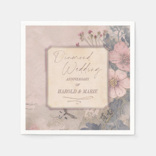 Servilleta De Papel Elegante Boda de Diamantes de la 60ª Moda