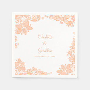 Servilleta De Papel Elegante Boda de encaje Participación Novia Groom
