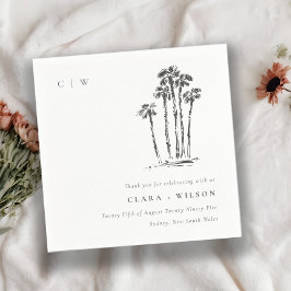 Servilleta De Papel Elegante Boda de esbozo de árbol de palmas tropica