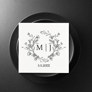 Servilleta De Papel elegante boda de escritura botánica moderna