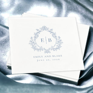 Servilleta De Papel Elegante Boda de Escudo azul turbio