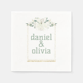 Servilleta De Papel Elegante Boda de Flor Silvestre Charm Green