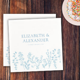 Servilleta De Papel Elegante Boda de Flor Silvestre Periwinkle