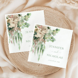 Servilleta De Papel Elegante Boda de Floral Peonies