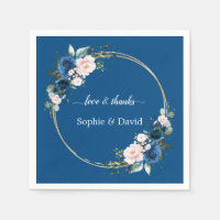 Elegante Boda de flores rosas azules de clase Gold