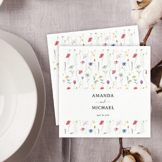Servilleta De Papel Elegante Boda de Flores Silvestres