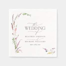 Servilleta De Papel Elegante Boda de flores silvestres de moda