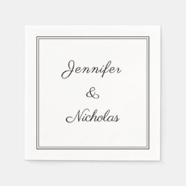 Servilleta De Papel Elegante Boda De Guión Blanco Y Negro