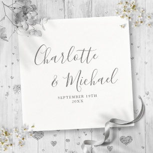 Servilleta De Papel Elegante boda de guión de firma gris