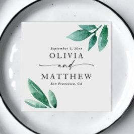 Servilleta De Papel Elegante boda de guión de jardín de color de agua