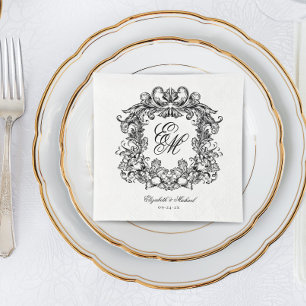 Servilleta De Papel Elegante Boda de guiones de Escudo de monograma