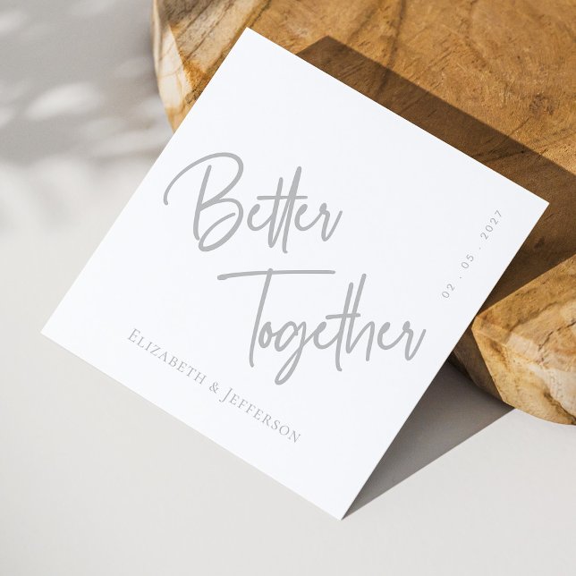 Servilleta De Papel Elegante Boda de guiones plateados "Mejor Juntos" (Elegant  Better Together Silver Script Wedding Napkins Personalized)