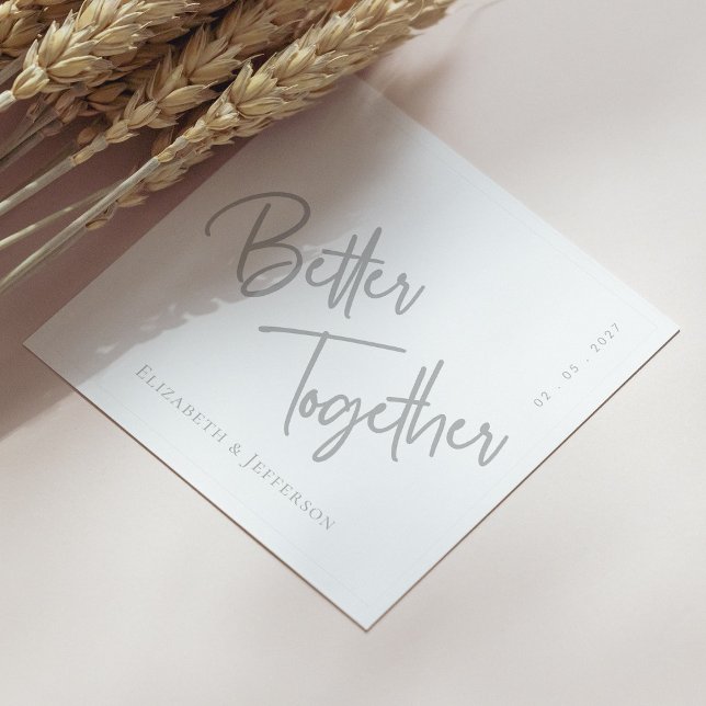 Servilleta De Papel Elegante Boda de guiones plateados "Mejor Juntos" (Elegant  Better Together Silver Script Wedding Napkins Personalized)