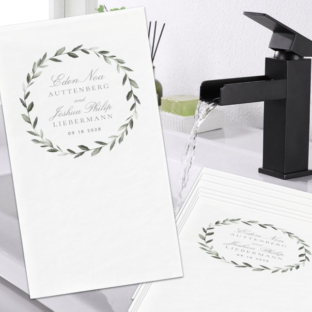 Servilleta De Papel Elegante Boda de guirnalda de oliva tradicional (Subido por el creador)
