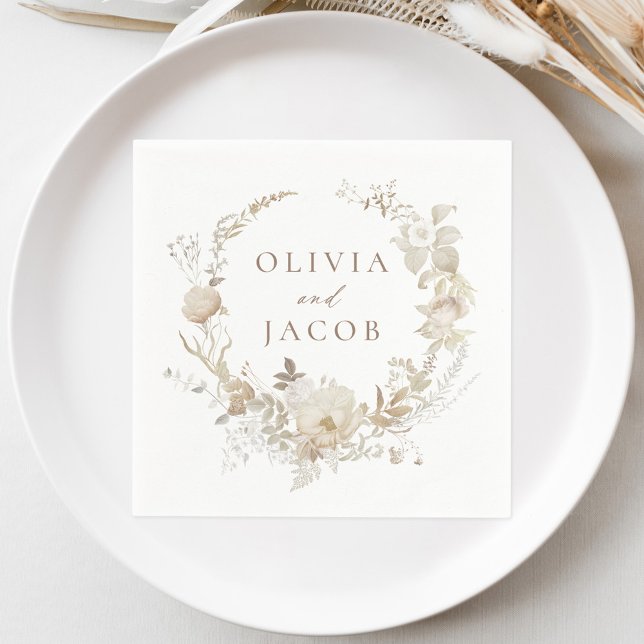Servilleta De Papel Elegante Boda de guirnaldas florales de época (Subido por el creador)