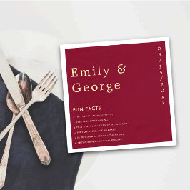 Servilleta De Papel Elegante Boda de Hechos de Burgundy Gold Fun