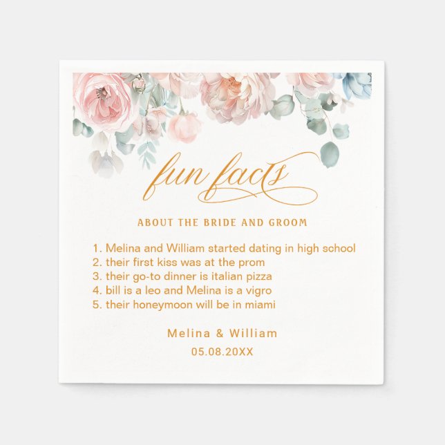 Servilleta De Papel Elegante Boda de Hechos Famosos De La Flora Rosa D (Anverso)