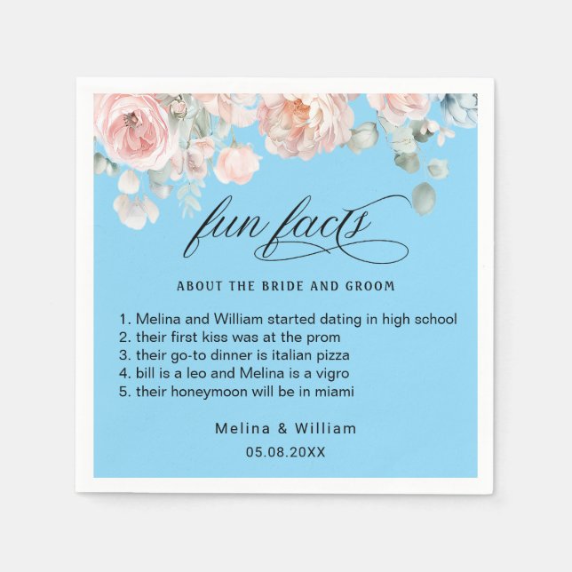 Servilleta De Papel Elegante Boda de Hechos Famosos De La Flora Rosa D (Anverso)