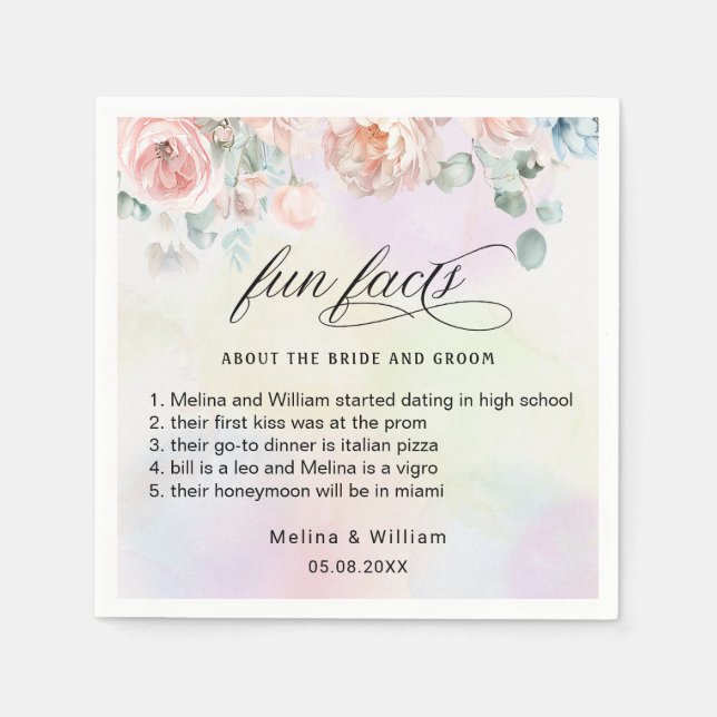 Servilleta De Papel Elegante Boda de Hechos Famosos De La Flora Rosa D (Anverso)