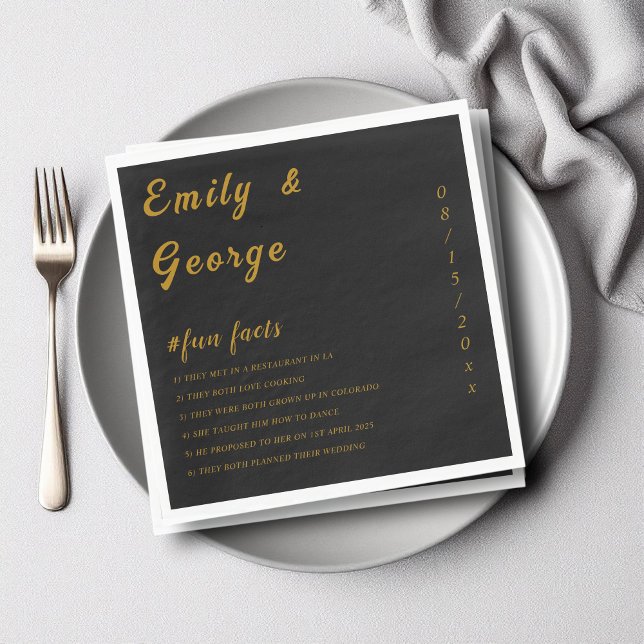 Servilleta De Papel Elegante Boda De Hechos Negros Y Oro Clásico De Di (Subido por el creador)