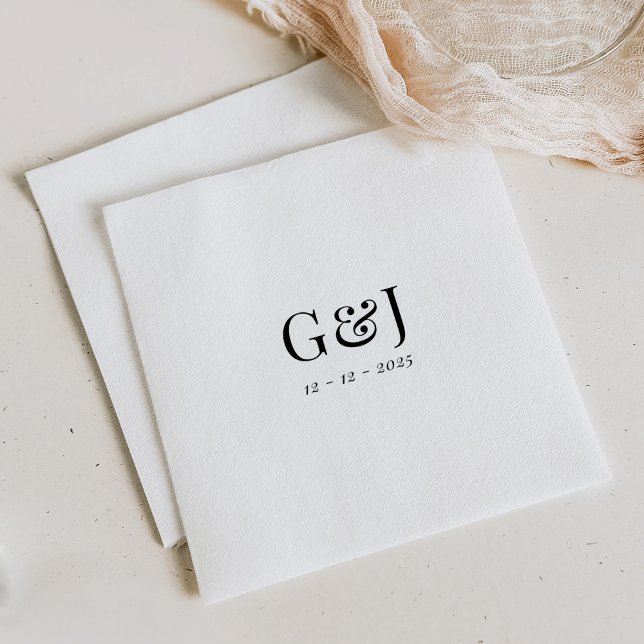 Servilleta De Papel Elegante Boda de Iniciales de Monograma Minimalist (Subido por el creador)