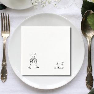 Servilleta De Papel Elegante Boda de Iniciales de Vino Whimsical