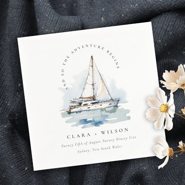 Servilleta De Papel Elegante Boda de la capa marina del barco de vela  (Subido por el creador)