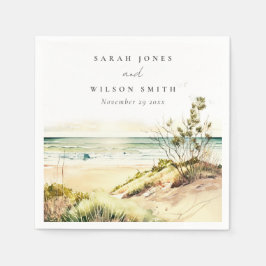 Servilleta De Papel Elegante Boda de la costa de Dusky Beach Sun Seasc