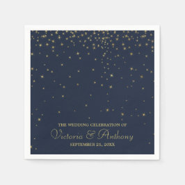 Servilleta De Papel Elegante Boda de la Marina y las Estrellas de Oro