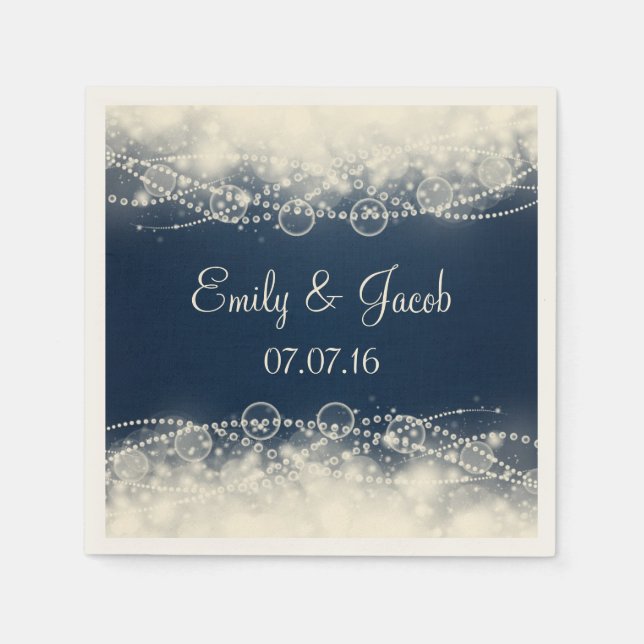 Servilleta De Papel Elegante Boda de Lace y Perlas (Anverso)