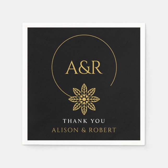 Servilleta De Papel Elegante boda de marcos e iniciales inspirados en  (Anverso)