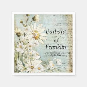 Servilleta De Papel Elegante Boda de margarita blanca