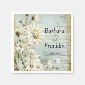 Servilleta De Papel Elegante Boda de margarita blanca