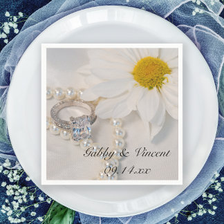 Servilleta De Papel Elegante Boda de margarita blanca