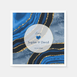 Servilleta De Papel Elegante Boda de Mármol de oro de la Marina Azul A