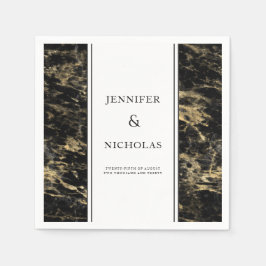 Servilleta De Papel Elegante Boda de Mármol Negro