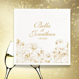 Servilleta De Papel Elegante Boda de Moda Vintage Personalizado floral