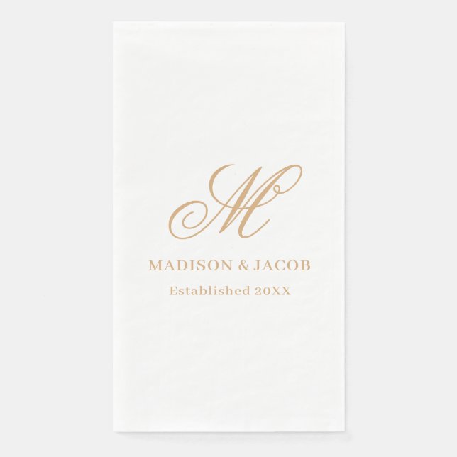 Servilleta De Papel Elegante Boda de Monograma  (Anverso)