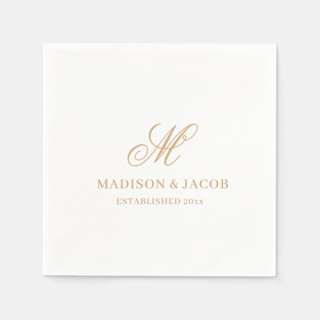 Servilleta De Papel Elegante Boda de Monograma  (Anverso)