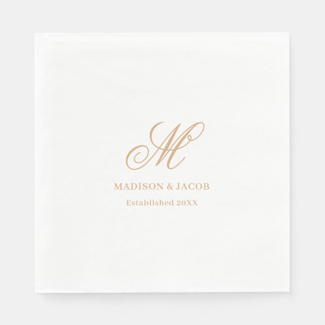 Servilleta De Papel Elegante Boda de Monograma  (Anverso)