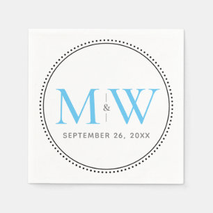 Servilleta De Papel Elegante Boda de Monograma Azul Cielo